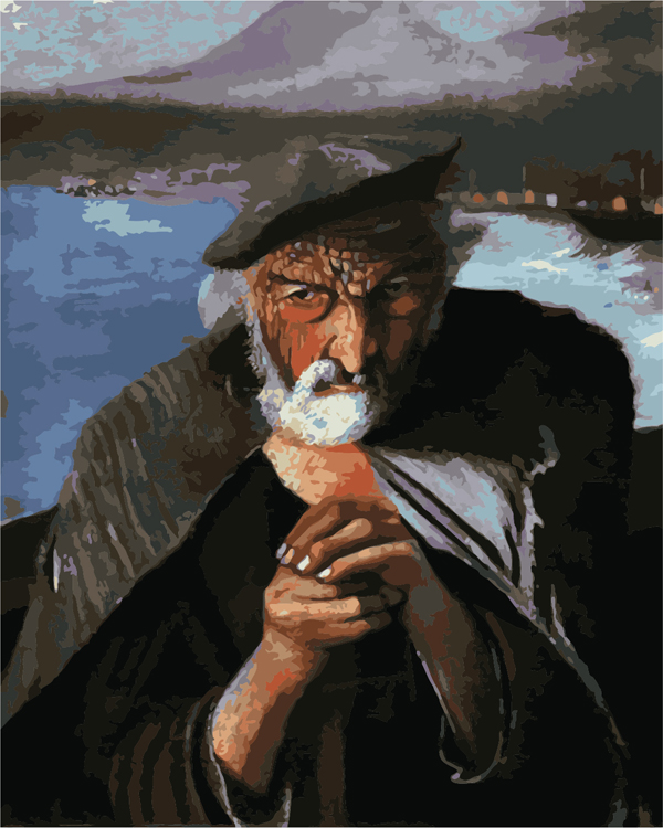 Раскраска Бог и дьявор (репродукция) Старый рыбак