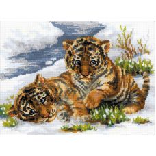 Набор для вышивания Тигрята в снегу, 40x30, Риолис, Сотвори сама