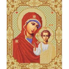 Ткань для вышивания бисером Казанская Богородица, 20х25, Конек
