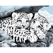 Живопись по номерам Снежные леопарды, 30x40, Белоснежка
