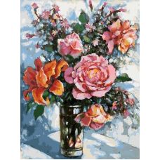 Живопись по номерам Натюрморт с розами, 30x40, Белоснежка