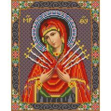 Ткань для вышивания бисером Богородица Семистрельная, 20х25, Конек