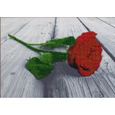 Вышивка бисером на габардине Красная роза, 40x30, Астрея