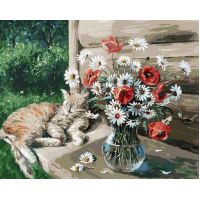 Живопись по номерам Дачная жизнь кота Василия, 40x50, Белоснежка