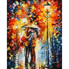 Живопись по номерам Поцелуй под дождём, Л. Афремов, 40x50, Белоснежка