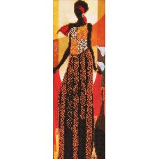 Вышивка бисером на габардине Африканский стиль 2, 14x40, Астрея