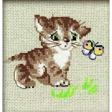 Набор для вышивания Котёнок с бабочкой, 15x15, Риолис, Сотвори сама