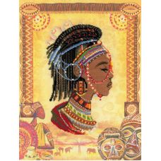 Набор для вышивания Африканская принцесса, частичная вышивка, 30x40, Риолис, Сотвори сама