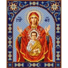 Ткань для вышивания бисером Богородица Знамение, 20х25, Конек
