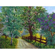 Вышивка бисером на шелке Весенний сад, 31x39, FeDi