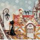 Алмазная мозаика Город и кошки. Зима, 20x20, полная выкладка, Риолис