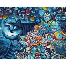 Живопись по номерам Индиго кот, 40x50, Белоснежка
