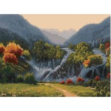 Живопись по номерам Голубые водопады, 30x40, Белоснежка