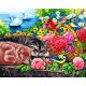 Живопись на холсте Корзина с цветами, 40x50, Белоснежка