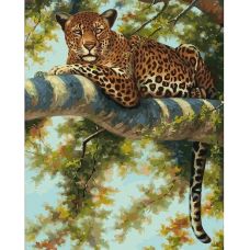 Живопись на холсте Леопард в тени ветвей, 40x50, Белоснежка