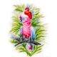 Живопись на холсте Розовый попугай, 30x40, Белоснежка