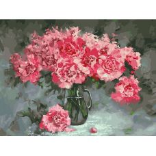 Живопись по номерам на холсте Розовые пионы, 30x40, Белоснежка