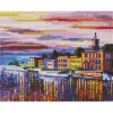 Алмазная мозаика Озеро Комо - Белладжио, 20x25, полная выкладка, Белоснежка