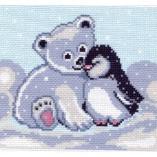 Рисунок на канве Мишка и пингвин, 16x20, Матренин посад