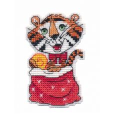 Набор для вышивания крестом на пластиковой основе Магнит Денежный тигр, 5,5x8,8, Овен