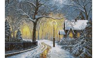 Алмазная мозаика Зимний вечер, 40x60, полная выкладка, Вышиваем бисером