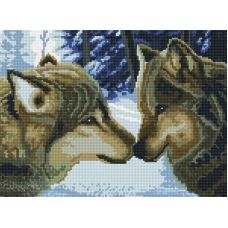 Алмазная мозаика Два волка, 30x40, полная выкладка, Белоснежка