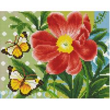 Алмазная мозаика Бабочка и цветок, 20x25, полная выкладка, Белоснежка