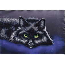 Ткань для вышивания бисером Черный кот, 39x27, Магия канвы