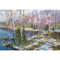 Набор для вышивания крестом Позади зима. Первоцветы, 40x28, Овен