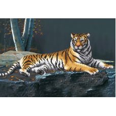 Ткань для вышивания бисером Ночной тигр, 39x27, Магия канвы