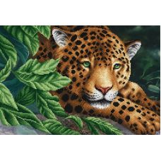 Ткань для вышивания бисером Леопард на отдыхе, 39x27, Магия канвы