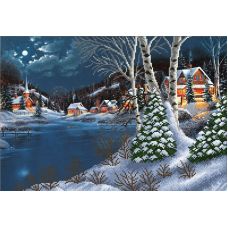 Ткань для вышивания бисером Зимняя ночь, 39x27, Магия канвы