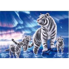 Ткань для вышивания бисером Белые тигры, 39x27, Магия канвы