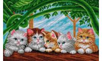 Алмазная мозаика Котики, 35x55, полная выкладка, Вышиваем бисером