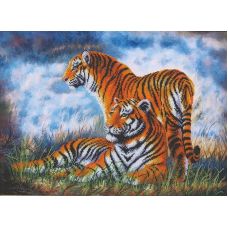 Набор для вышивания бисером Туманное утро Тигры, 46,5x33,5, Магия канвы