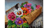 Алмазная мозаика Анютины глазки, 30x40, полная выкладка, Вышиваем бисером