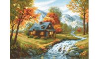 Алмазная мозаика Осенний пейзаж, 40x30, полная выкладка, Риолис