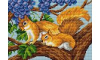Алмазная мозаика на магнитной основе Белочки на винограде, 20x28,5, полная выкладка, Вышиваем бисером