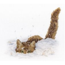 Набор для вышивания крестом Кот в снегу, 20x25, МП-Студия