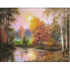 Мозаика стразами Осенние сумерки, 40x50, полная выкладка, Алмазная живопись
