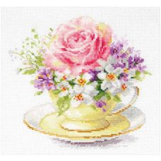 Набор для вышивания крестом Легкие краски утра. Чашечка с розой, 16x15, Алиса
