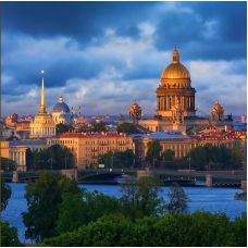 Мозаика стразами Панорама Санкт-Петербурга, 40x40, полная выкладка, Алмазная живопись