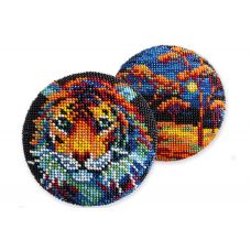 Набор для вышивания бисером Талисман тигр, 10x10, Кроше