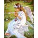Мозаика стразами Ангел с котенком, 40x50, полная выкладка, Алмазная живопись