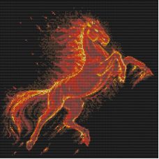 Алмазная мозаика Огненный конь, 40x40, полная выкладка, Паутинка