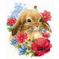 Набор для вышивания крестом Кролик в цветах , 15x18, Риолис, Сотвори сама