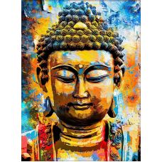 Мозаика стразами Будда, 30x40, полная выкладка, Алмазная живопись
