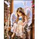 Мозаика стразами Ангел с кроликом, 40x50, полная выкладка, Алмазная живопись
