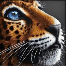Мозаика стразами Синеглазый леопард, 30x30, полная выкладка, Алмазная живопись