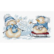 Набор для вышивания крестом Забавные Снеговики, 7x13, Жар-Птица (МП-Студия)